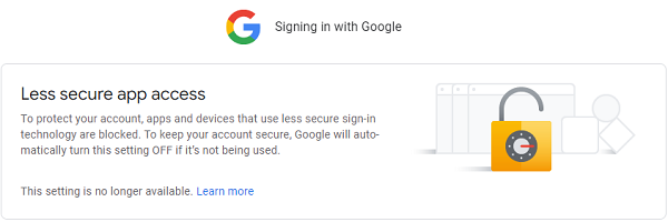 Google Less Secure App Access
